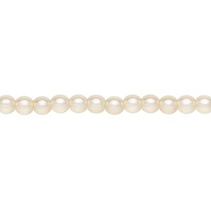 Bead, Czech pressed glass, pearlized cream, 4mm round. Sold per 15-1/2" to 16" strand, approximately 100 beads.