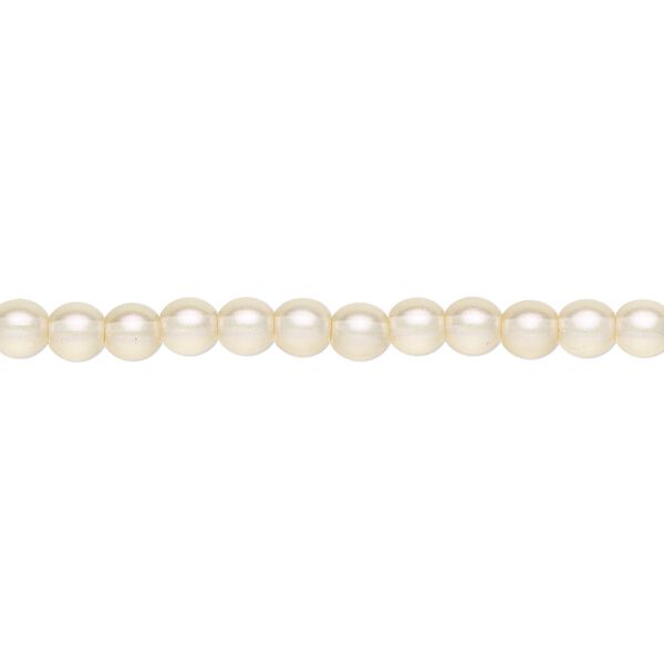 Bead, Czech pressed glass, pearlized cream, 4mm round. Sold per 15-1/2" to 16" strand, approximately 100 beads. image number 0