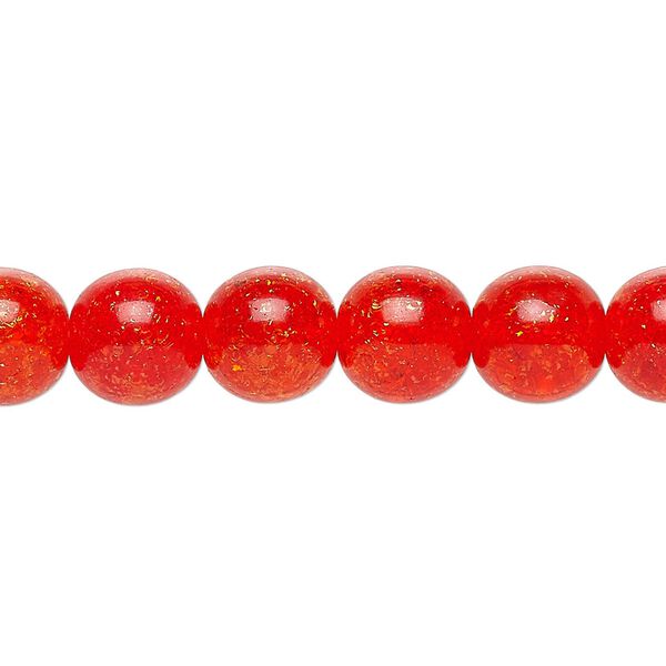 Bead, Czech crackle glass druk, translucent orange, 10mm round. Sold per 15-1/2" to 16" strand. image number 0