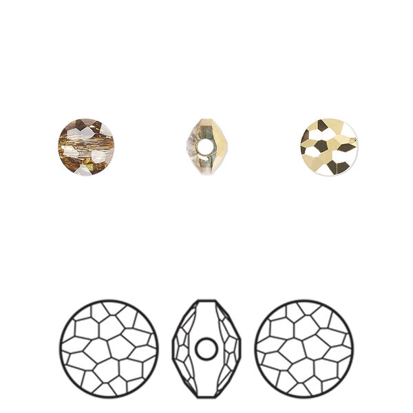 Bead 1pkg4 crystal aurum, Crystal Passions® 6mm puffed round 5034 image number 0