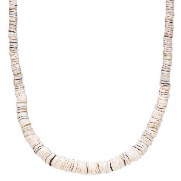 Bead, red-lipped conch shell (natural), 3x1mm-8x2mm hand-cut graduated heishi, Mohs hardness 3-1/2. Sold per 18-inch strand. image number 0