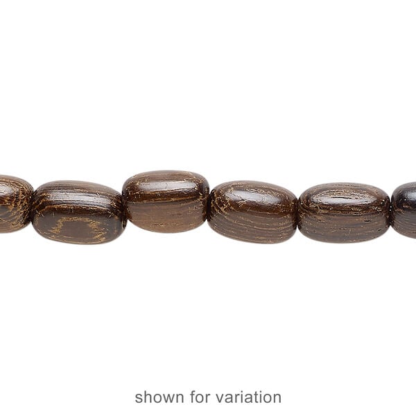 Bead, wood (waxed), 9x6mm hand-cut oval. Sold per 15-1/2" to 16" strand. image number 1