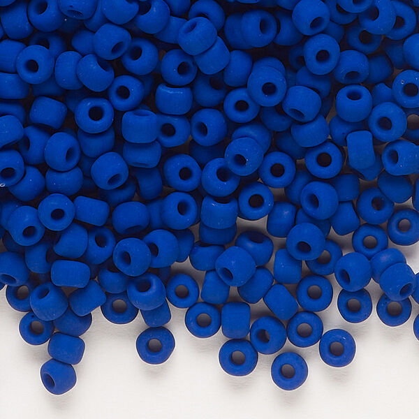 Seed bead, Dyna-Mites™, glass, opaque matte navy blue, #6 round. Sold per 40-gram pkg. image number 0