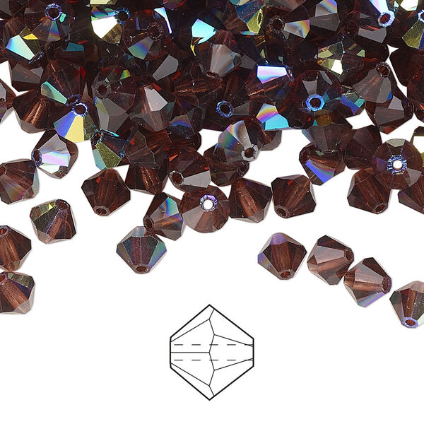 Bead 576pk burgundy AB, Preciosa Czech crystal 5mm bicone image number 0