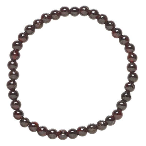 Garnet 1pkg1, round bead natural, 6 inch 3-5mm dark image number 0