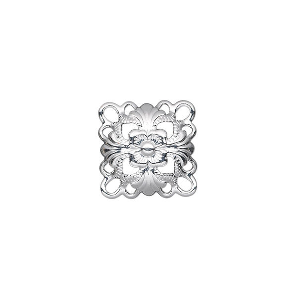 Link, silver-plated steel, 14x14mm single-sided domed square. Sold per pkg of 24. image number 0