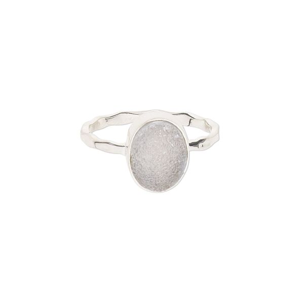 Ring, Create Compliments®, druzy agate and sterling silver, white, 11mm wide oval, size 7. Sold individually. image number 0