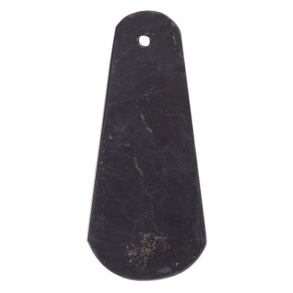 Focal, shungite (natural), 40x20mm-56x23mm flat teardrop, B grade, Mohs hardness 3-1/2 to 4. Sold individually. image number 0