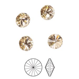 Chaton 144pk light peach foil back, Preciosa MAXIMA Czech crystal rhinestone 8.16-8.41mm rivoli SS39