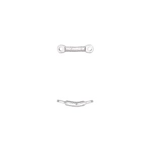 Link, silver-plated brass, 22x4mm diamond-cut curved bar. Sold per pkg of 10.