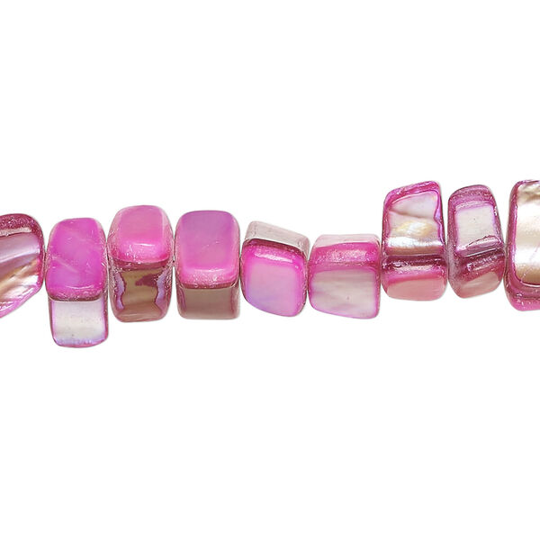 Mother-of-pearl shell 1pkg1, triangle tube bead 15 inch pink / purple 7x4mm-14x6mm image number 0