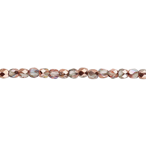 Bead, Czech fire-polished glass, two-tone clear AB and metallic Capri gold, 3mm faceted round. Sold per 15-1/2" to 16" strand. image number 0