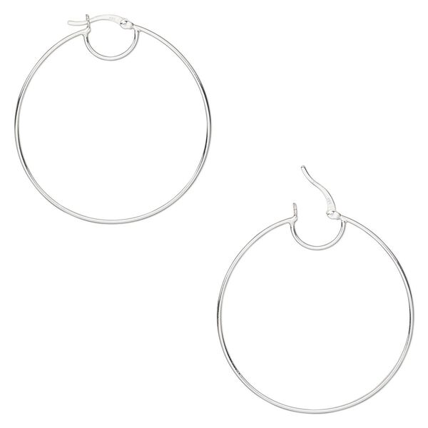 Hoop, sterling silver, 45mm round with closed loop, 19 gauge. Sold per pair. image number 0