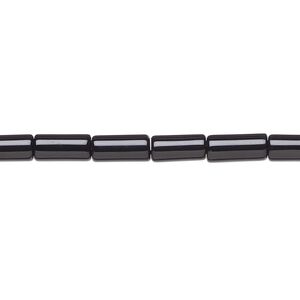 Black onyx 1pkg1, tube bead 15.5-16 inch 8x4mm