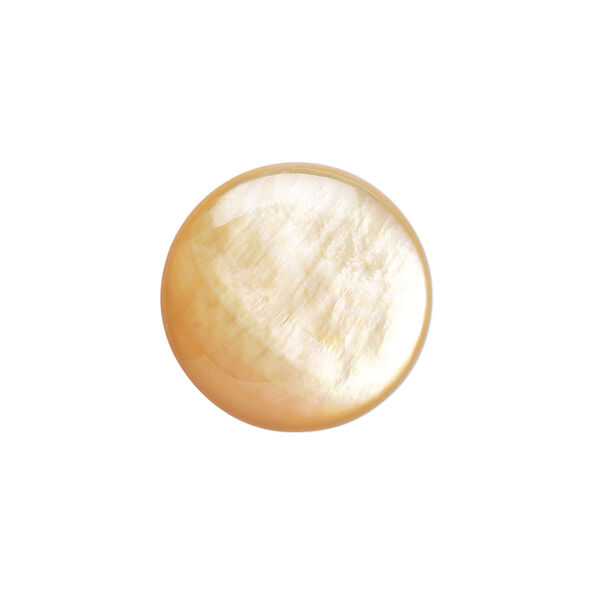 Cabochon, gold lip shell (natural), 20mm calibrated round, Mohs hardness 3-1/2. Sold per pkg of 2. image number 0