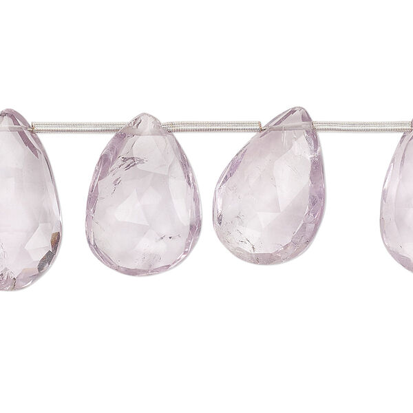 Bead, lavender amethyst (natural), light, 15x12mm-23x13mm hand-cut top-drilled faceted puffed teardrop with 0.4-1.4mm hole, B- grade, Mohs hardness 7. Sold per pkg of 14. image number 0