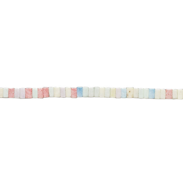 Bead, porcelain, opaque shiny multicolored, 2x1mm squaredelle. Sold per 8-inch strand, approximately 130 to 160 beads. image number 0