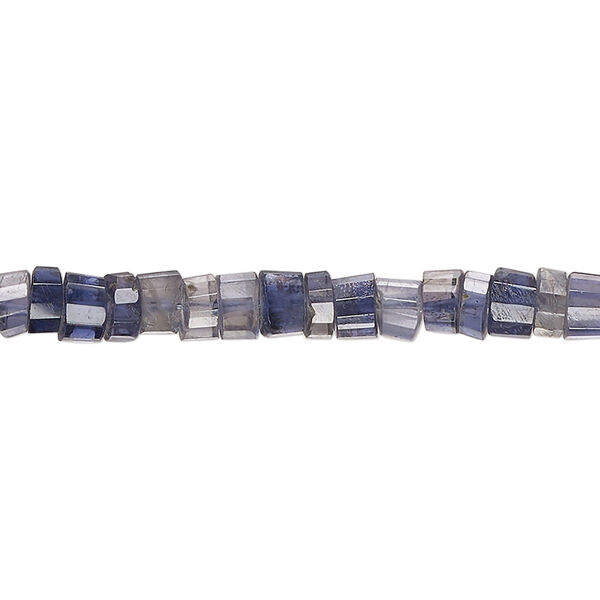 Bead, iolite (natural), 4x2mm-6x4mm hand-cut faceted heishi, B+ grade, Mohs hardness 7 to 7-1/2. Sold per 14-inch strand, approximately 120 beads. image number 0