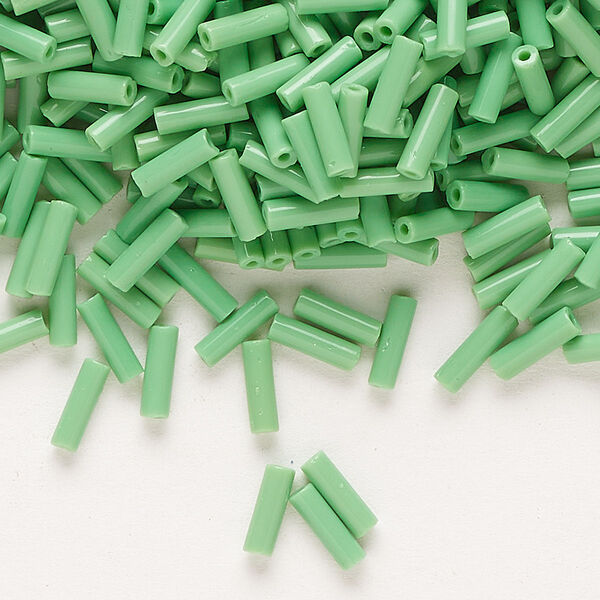 Bead, Preciosa Ornela Czech glass, bugle bead, pkg/500g, #3, opaque mint green, (53230). image number 0