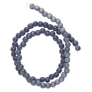 Bead, Taiwanese cheesewood (dyed / waxed), blue and grey ombre, 6mm round. Sold per 15-1/2" to 16" strand.
