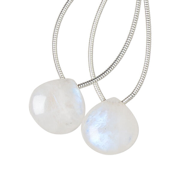 Bead, rainbow moonstone (natural), 14x14mm hand-cut top-drilled puffed teardrop, B grade, Mohs hardness 6 to 6-1/2. Sold per pkg of 2. image number 0