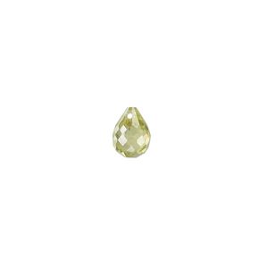 Bead, cubic zirconia, peridot green, 8x6mm top-drilled faceted teardrop, Mohs hardness 8-1/2. Sold per pkg of 2.