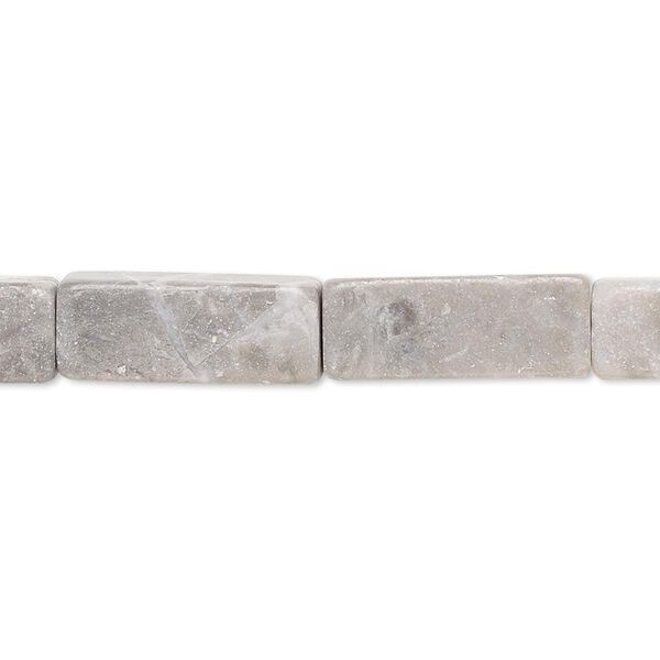 Bead, riverstone with grey and cream marble (natural / dyed), light brown, 18x7mm-19x7mm square tube, C- grade, Mohs hardness 3 to 3-1/2. Sold per 15" to 16" strand. image number 0