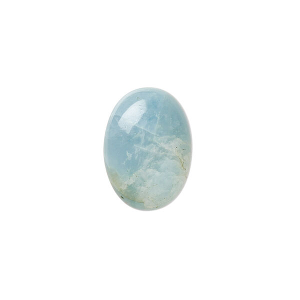 Cabochon, aquamarine (heated), 18x13mm hand-cut calibrated oval, C grade, Mohs hardness 7-1/2 to 8. Sold individually. image number 0
