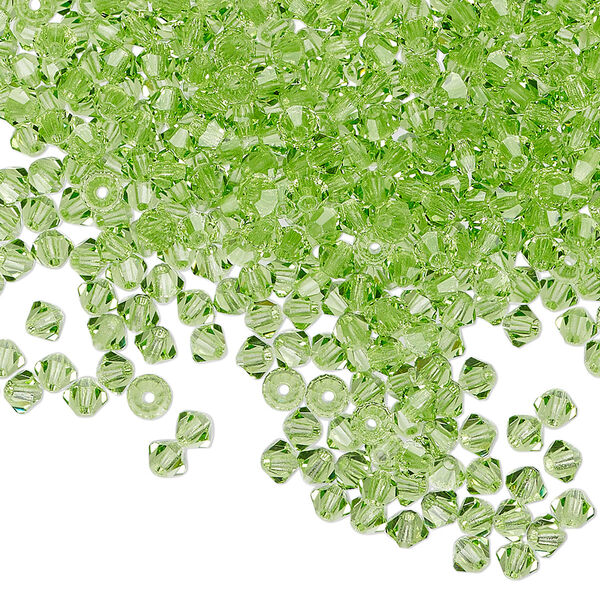 Bead 144pk peridot, Preciosa Czech crystal 3mm bicone image number 0