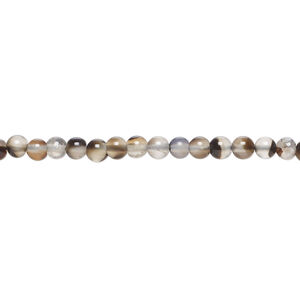 Black agate 1pkg1, hand-cut round bead, 14 inch 2-3mm