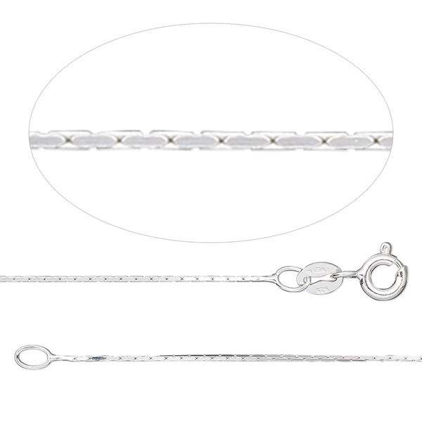 Chain, Gossamer™, sterling silver, 0.5mm square cable, 24 inches with springring clasp. Sold individually. image number 0