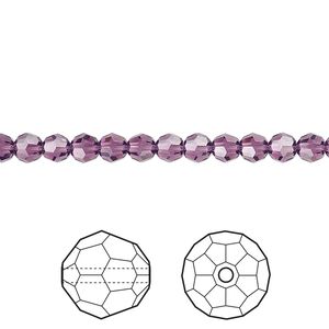 Bead 12pk amethyst, Crystal Passions® 4mm round 5000