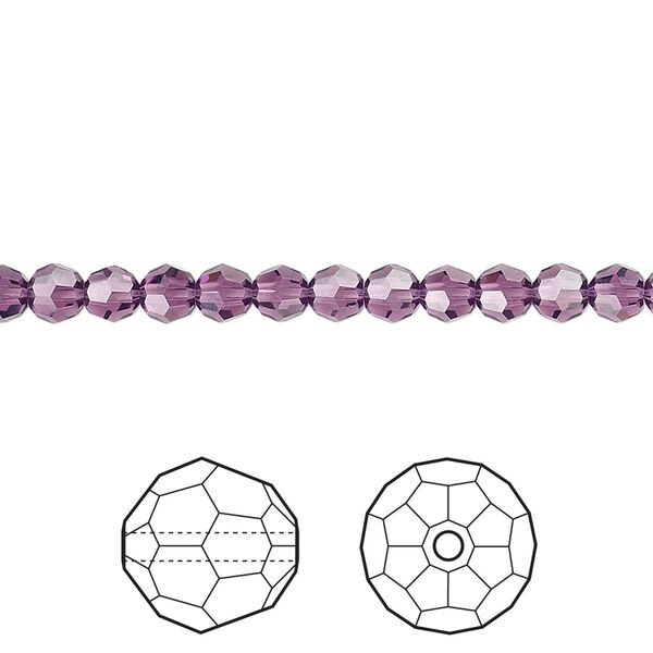 Bead 12pk amethyst, Crystal Passions® 4mm round 5000 image number 0