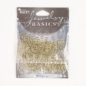 Jump ring mix 1pkg500, gold-finished steel, 4mm closed and open round, 19 and 20 gauge.