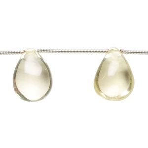 Lemon quartz 1pkg8, hand-cut top-drilled puffed teardrop bead 12x10mm-18x12mm