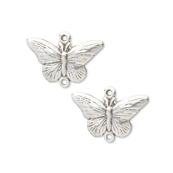 Link, sterling silver, 19x10mm butterfly. Sold per pkg of 2. image number 0