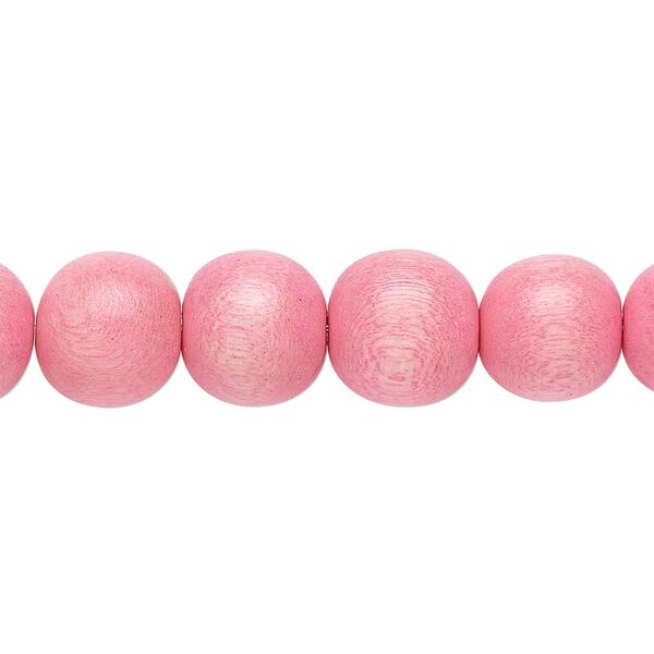 Bead, Taiwanese cheesewood (dyed / waxed), light pink, 9-10mm round. Sold per pkg of (2) 15-1/2" to 16" strands. image number 0