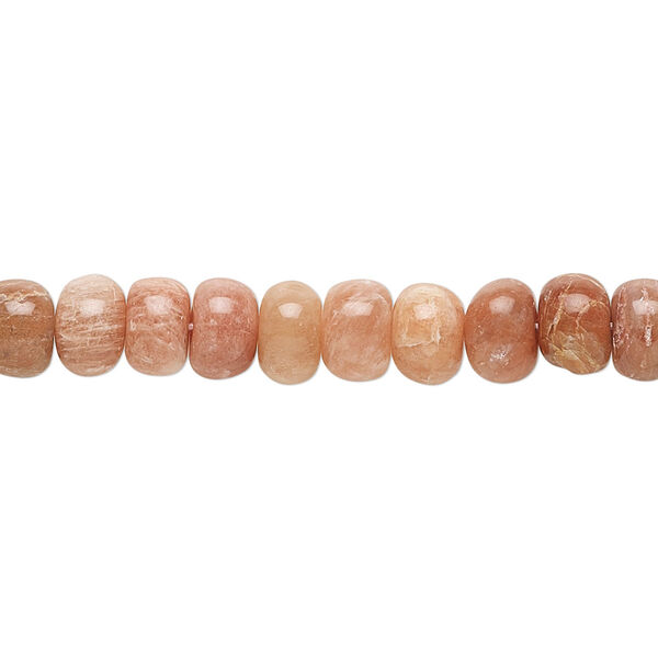 Bead, peach feldspar (natural), 7x5mm hand-cut rondelle, C+ grade, Mohs hardness 6 to 6-1/2. Sold per 14-inch strand, approximately 65 beads. image number 0