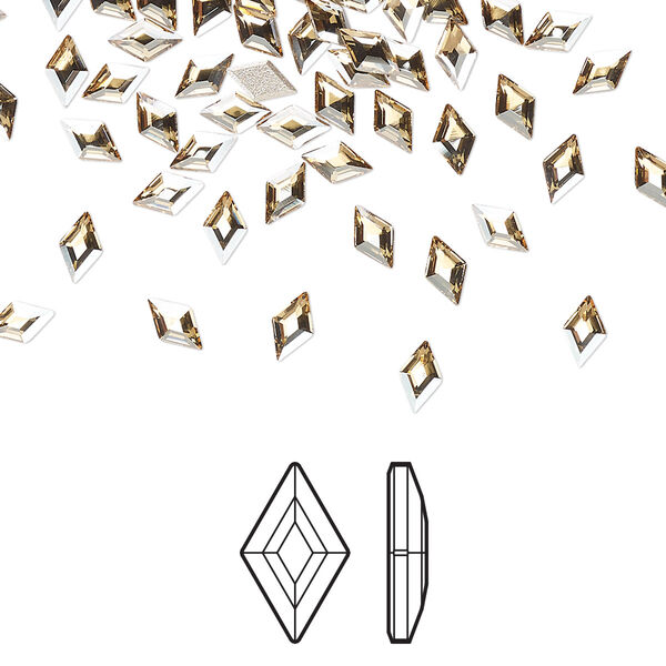 Flat back 6pk crystal golden shadow foil back, Crystal Passions® 5x3mm diamond 2773 image number 0