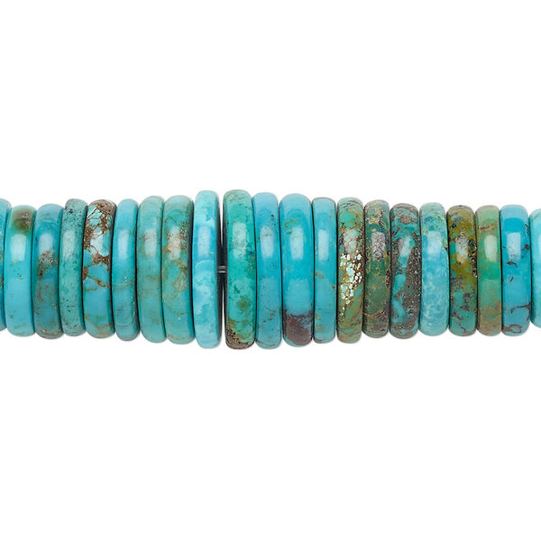 Turquoise 1pkg1, rondelle bead B grade, 15.5-16 inch graduated 3x2mm-13x2mm image number 0