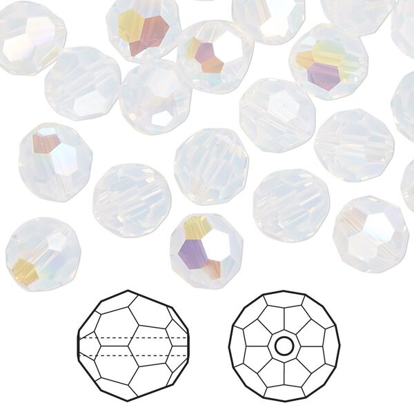 Bead 288pk white opal shimmer, Swarovski® 8mm round 5000 image number 0