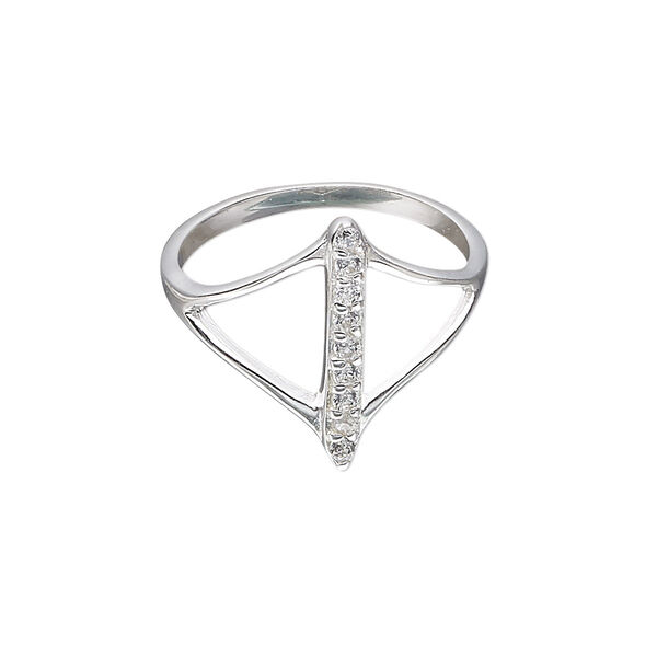 Ring, Create Compliments®, cubic zirconia and sterling silver, clear, 17mm wide, size 9. Sold individually. image number 0