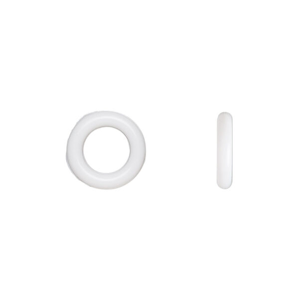 Component, Oh! Ring™, silicone, white, 10mm round with 6mm hole. Sold per pkg of 300. image number 0