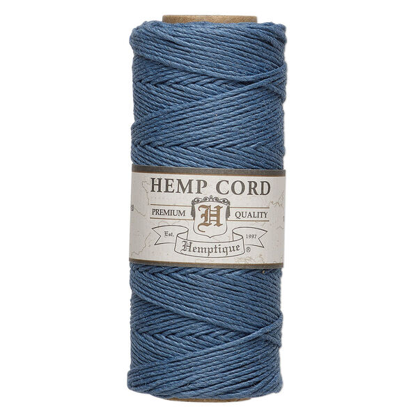 Cord, Hemptique®, polished hemp, dusty blue, 1mm, 20-pound test. Sold per 205-foot spool. image number 0