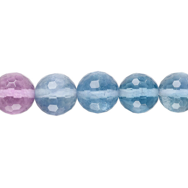 Bead, multi-fluorite (natural), 10mm faceted round, A- grade, Mohs hardness 4. Sold per 15" to 16" strand. image number 0