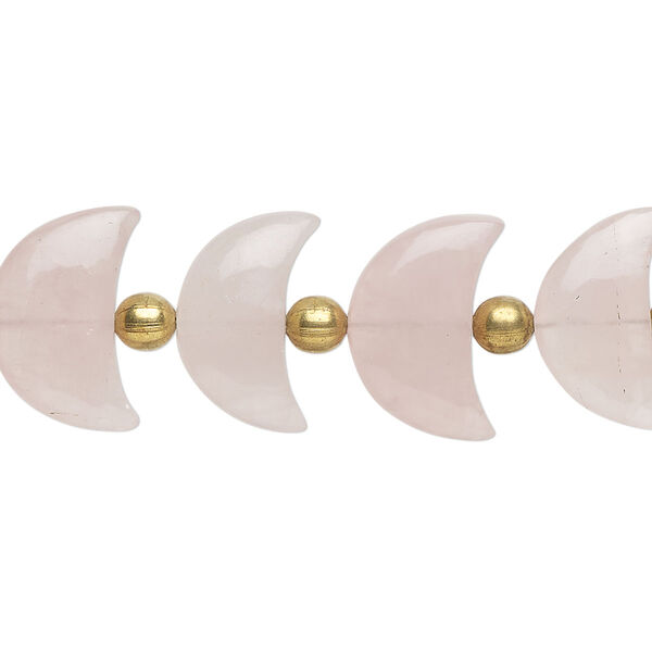 Rose quartz 1pkg16, hand-cut half moon bead natural B- grade, 15x10mm image number 0