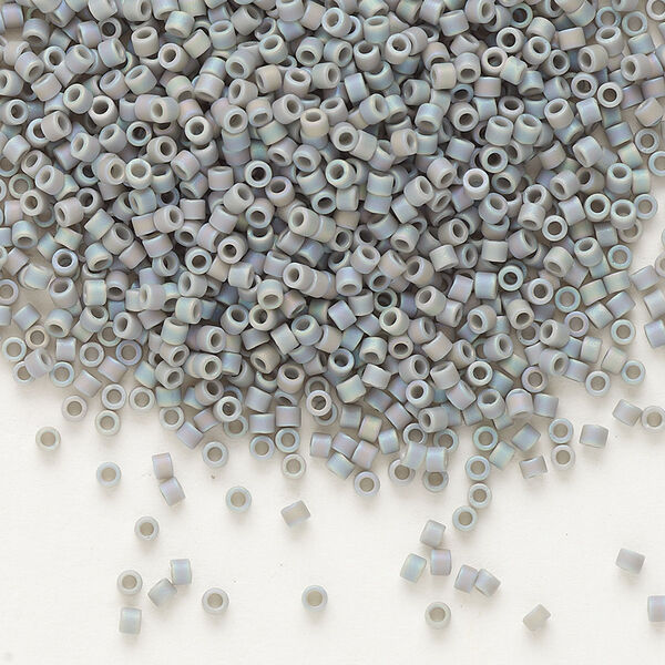 Seed bead, Delica®, glass, pkg/50g, #11 round, opaque matte rainbow grey (DB-0882). image number 0