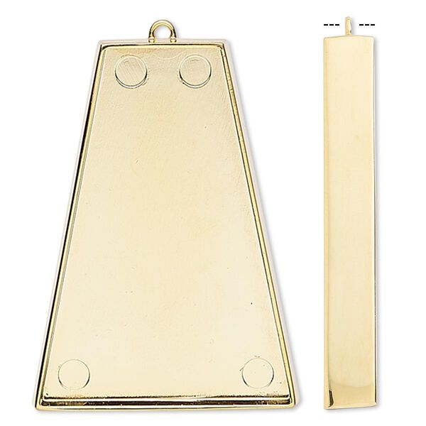 Focal, gold-plated "pewter" (zinc-based alloy), 46x33.5mm trapezoid with 44x30mm non-calibrated trapezoid setting. Sold individually. image number 0