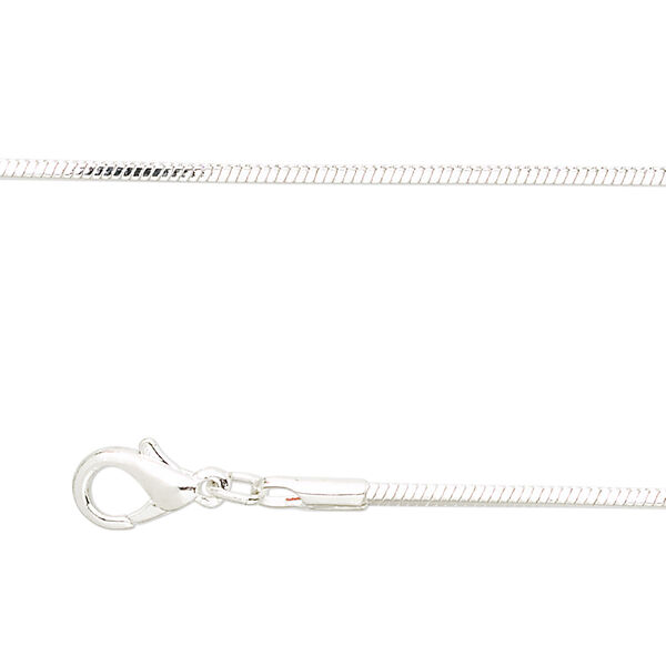Chain, silver-plated brass, 1mm square snake, 18 inches with 1-inch extender chain and lobster claw clasp. Sold per pkg of 2. image number 0