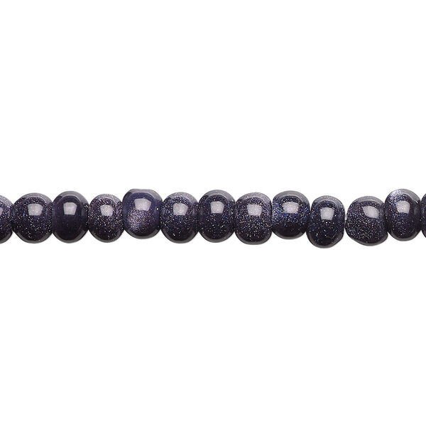 Bead, blue goldstone (glass) (man-made), 6x4mm rondelle. Sold per 15-1/2" to 16" strand. image number 0